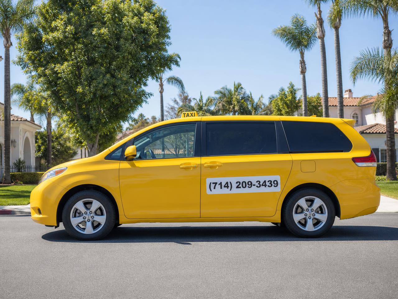 Clean modern yellow taxi minivan from the Yellow Cab Services fleet